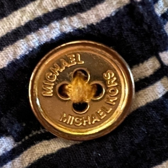 Michael Kors long sleeve blouse navy and white vertical stripes size S EUC - Picture 3 of 9